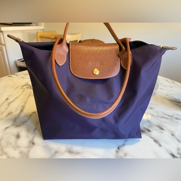 Longchamp Bags Plum Colored Longchamps Le Pliage Tote Bag In Good